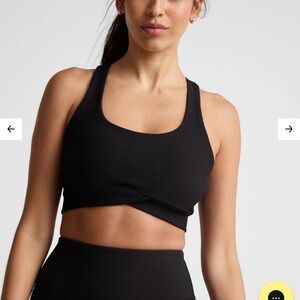 Beyond Yoga Black Ribbed Sports Bra